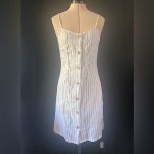 Roxy White Striped Button-Down Dress size medium